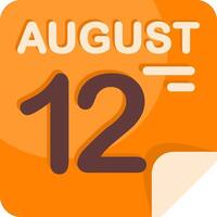 12 August Calendar Flat Icon vector