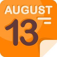 13 August Calendar Flat Icon vector