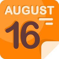 16 August Calendar Flat Icon vector