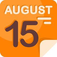 15 August Calendar Flat Icon vector