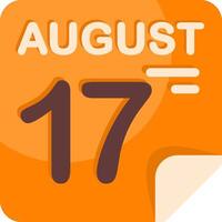 17 August Calendar Flat Icon vector
