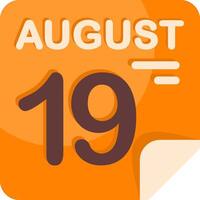 19 August Calendar Flat Icon vector