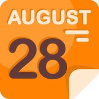 28 August Calendar Flat Icon vector