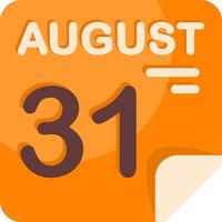 31 August Calendar Flat Icon vector