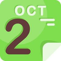 2 October Calendar Flat Icon vector
