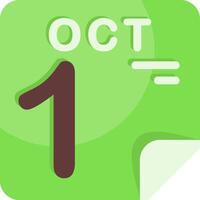 1 October Calendar Flat Icon vector