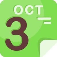 3 October Calendar Flat Icon vector