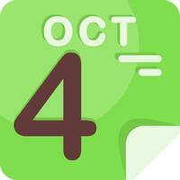 4 October Calendar Flat Icon vector