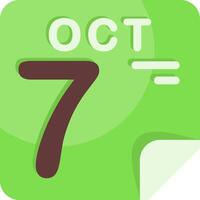 7 October Calendar Flat Icon vector