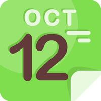 12 October Calendar Flat Icon vector