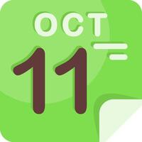 11 October Calendar Flat Icon vector