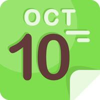 10 October Calendar Flat Icon vector