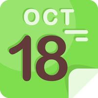 18 October Calendar Flat Icon vector
