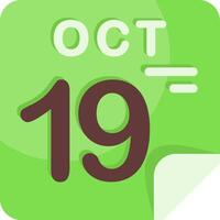 19 October Calendar Flat Icon vector
