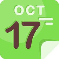 17 October Calendar Flat Icon vector