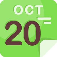 20 October Calendar Flat Icon vector