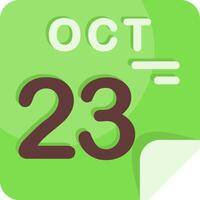 23 October Calendar Flat Icon vector