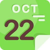 22 October Calendar Flat Icon vector