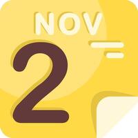 2 November Calendar Flat Icon vector