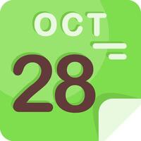 28 October Calendar Flat Icon vector