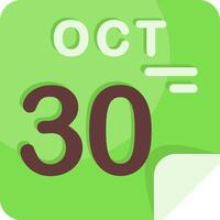 30 October Calendar Flat Icon vector