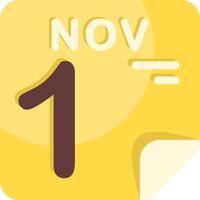 1 November Calendar Flat Icon vector