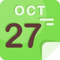 27 October Calendar Flat Icon vector