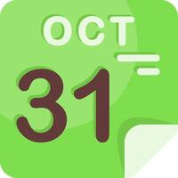 31 October Calendar Flat Icon vector