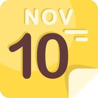 10 November Calendar Flat Icon vector