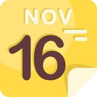 16 November Calendar Flat Icon vector