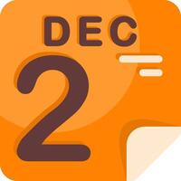 2 December Calendar Flat Icon vector