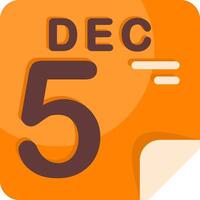 5 December Calendar Flat Icon vector
