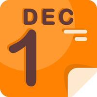 1 December Calendar Flat Icon vector