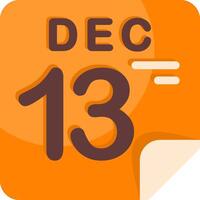 13 December Calendar Flat Icon vector