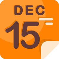 15 December Calendar Flat Icon vector