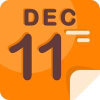 11 December Calendar Flat Icon vector