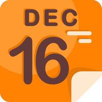 16 December Calendar Flat Icon vector