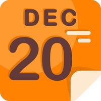 20 December Calendar Flat Icon vector