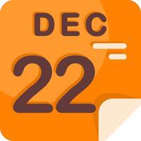 22 December Calendar Flat Icon vector