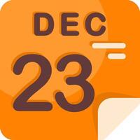 23 December Calendar Flat Icon vector