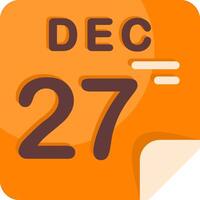 27 December Calendar Flat Icon vector