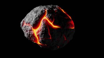 Looping 3D animation of a space alien asteroid rotation. Alpha Channel. video