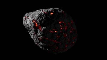 Looping 3D animation of a space alien asteroid rotation. Alpha Channel. video
