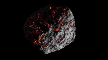 Looping 3D animation of a space alien asteroid rotation. Alpha Channel. video