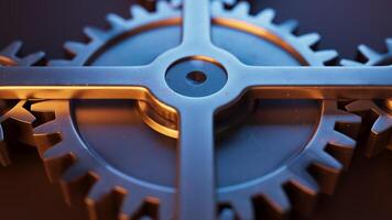 Looping animation of a mechanical structure made of metal gears. video