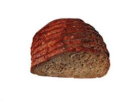 Black yeast-free bread with a crispy crust on a white background photo