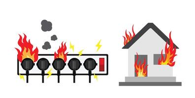 Power plug is full, Short circuit, Safety first, design vector