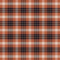 A plaid fabric with orange, black and white checkered pattern vector