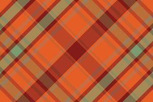 An orange plaid fabric with a green and brown pattern vector