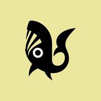 Abstract Black Fish with Sharp Teeth and Curved Tail vector